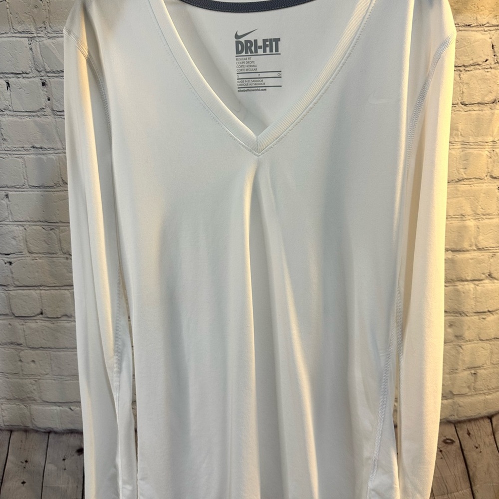 Nike Cream Fitted Long Sleeve Blouse